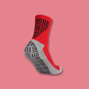 Red GripMax Mid-Calf Treadplate Grip Socks angled view
